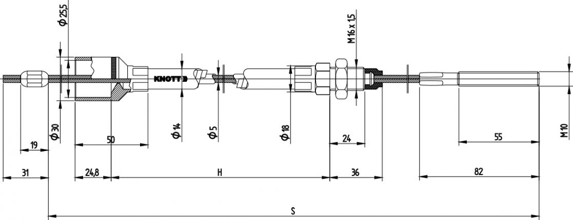 Seilzug Seilzug Standard Bowdenzug Auslösezug Seilzug für Knott